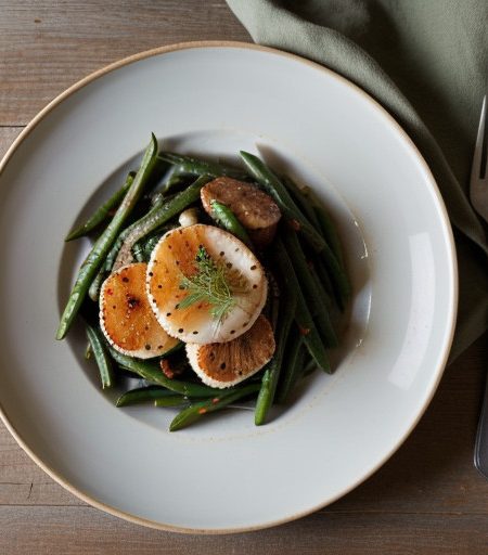 Pasta With Scallops & Green Beans recipe image