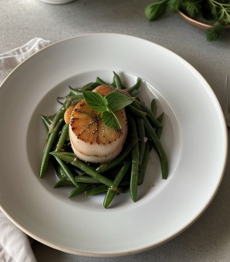 Pasta With Scallops and Green Beans recipe image