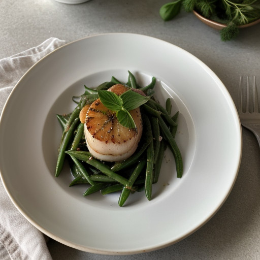 Pasta With Scallops and Green Beans recipe image