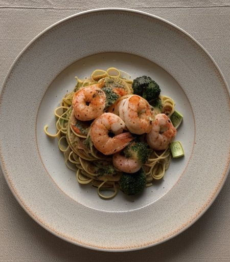 Pasta With Shrimp and Vegetables recipe image