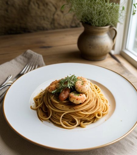 Pasta With Shrimp in Tomato Cream recipe image