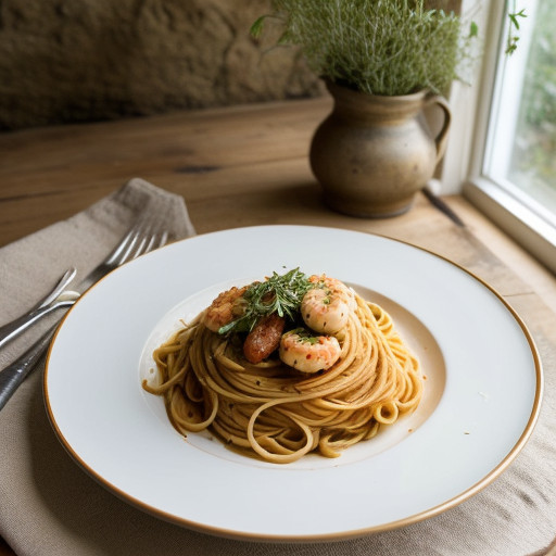 Pasta With Shrimp in Tomato Cream recipe image
