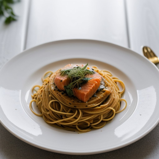Pasta With Smoked Salmon & Golden Caviar recipe image