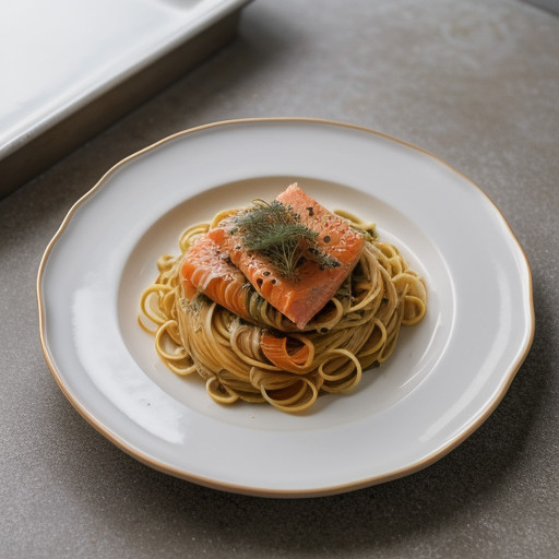 Pasta With Smoked Salmon and Golden Caviar recipe image