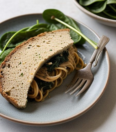 Pasta With Spinach Chiffonade in Chicken Brot recipe image