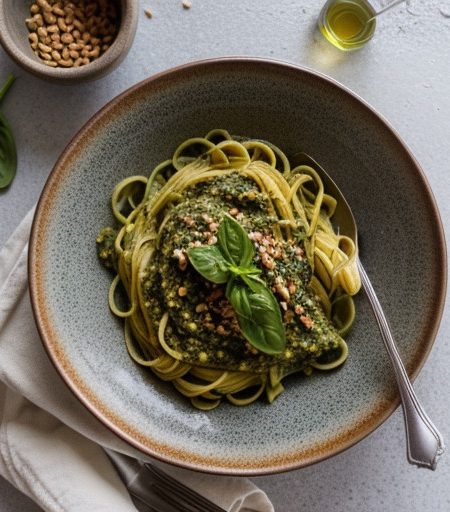Pasta With Spinach Pesto recipe image