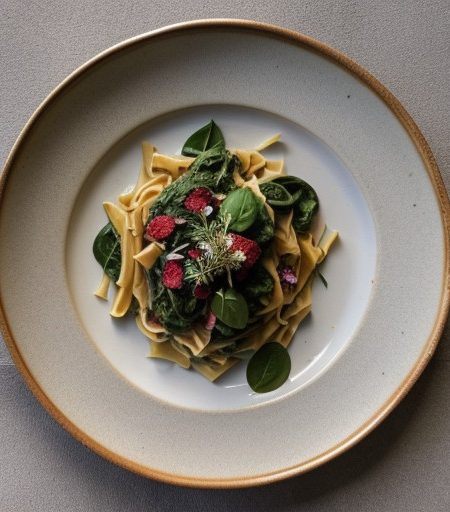 Pasta With Spinach and Beetroot Leaves recipe image