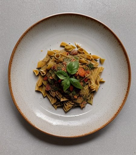 Pasta With Tomato~ Chard & Sunflower Seed S recipe image