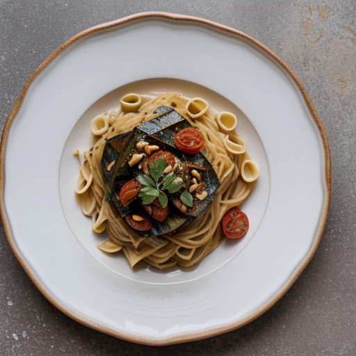 Pasta With Tomato~ Eggplant~ & Pine Nuts recipe image