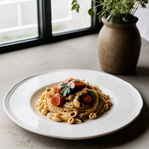 Pasta With Tomatoes~ White Beans~ & Peppero recipe image