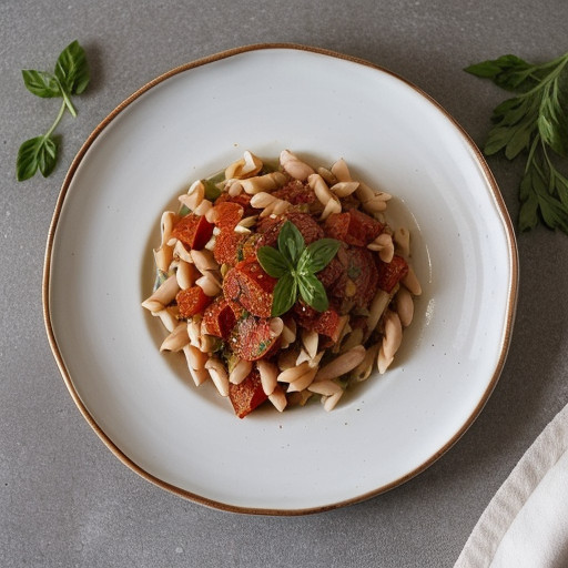 Pasta With Tomatoes, White Beans, and Pepperoni recipe image