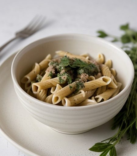 Pasta With White Sauce recipe image