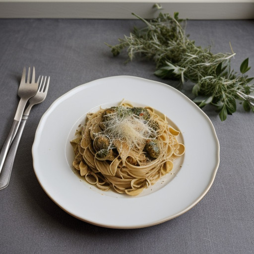 Pasta With White Truffles, Olive Oil, Parmesan, and Basil recipe image