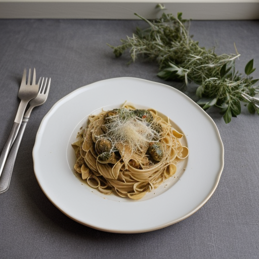 Pasta With White Truffles, Olive Oil, Parmesan, and Basil recipe image
