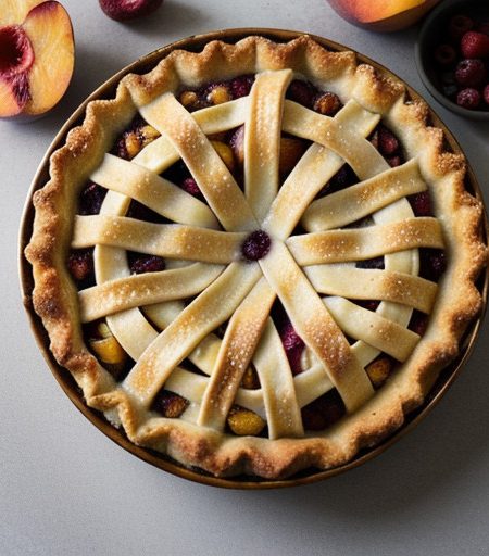Peach & Berry Lattice Pie recipe image
