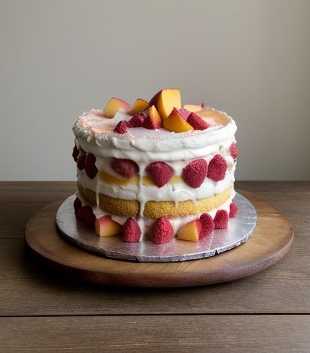 Peach Melba Layer Cake Supreme recipe image