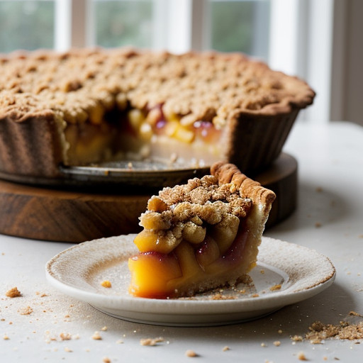 Peach Pie With Almond Crumble Topping recipe image