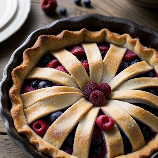 Peach Pouch Pie With Berries recipe image