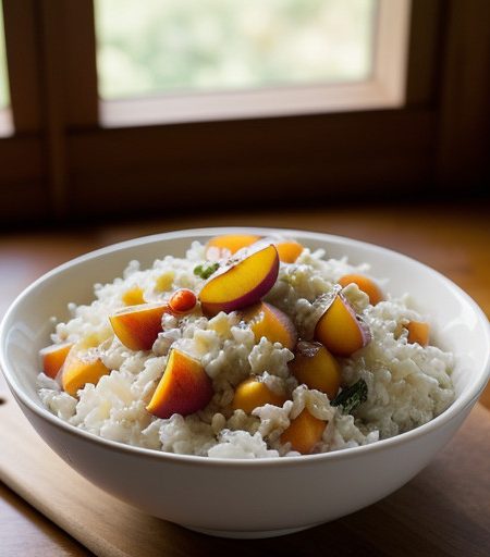 Peaches & Cream Rice Salad recipe image
