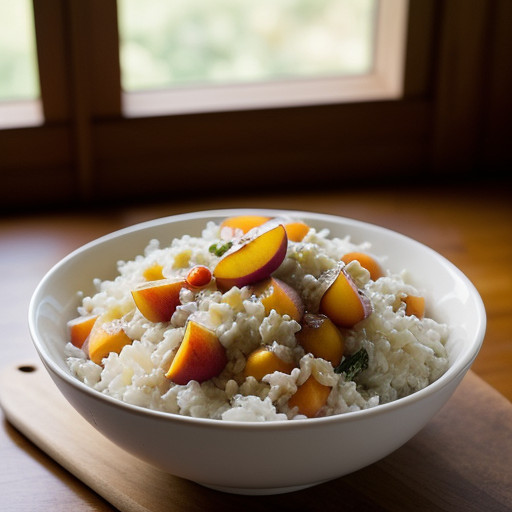 Peaches & Cream Rice Salad recipe image