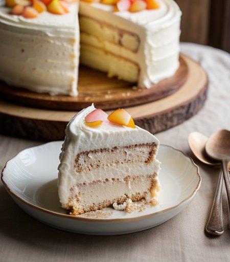 Peachy Ice Cream Crown Cake recipe image