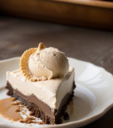 Peanut Butter Ice Cream Pie With Hot Fudge Sauce recipe image