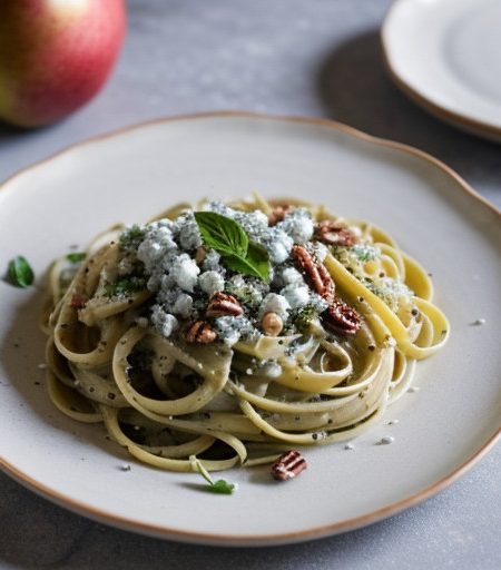 Pear & Gorgonzola Pasta With Toasted Pecans recipe image