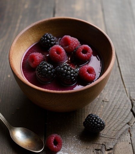 Pears With Blackberry Sauce recipe image