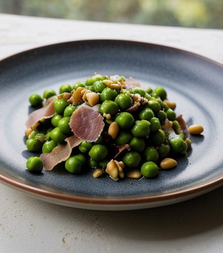 Peas With Pine Nuts & Prosciutto recipe image