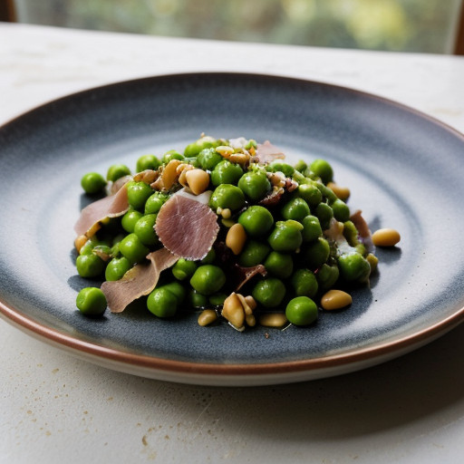 Peas With Pine Nuts & Prosciutto recipe image