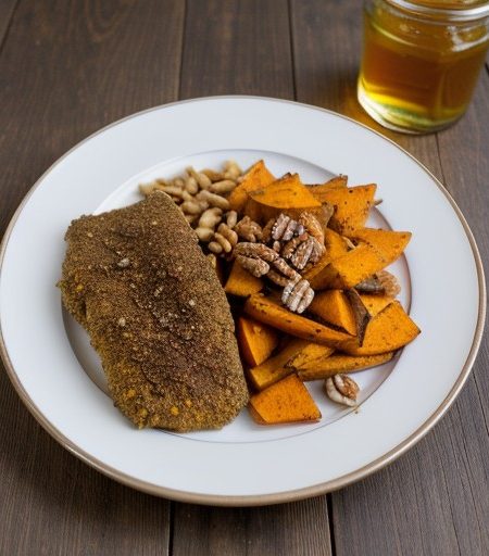 Pecan Catfish and Sweet Potato Chips recipe image
