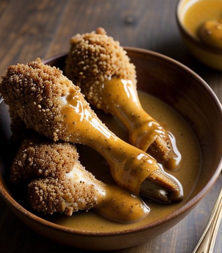 Pecan-Crusted Chicken Drumsticks With Honey-Mustard Sauce recipe image