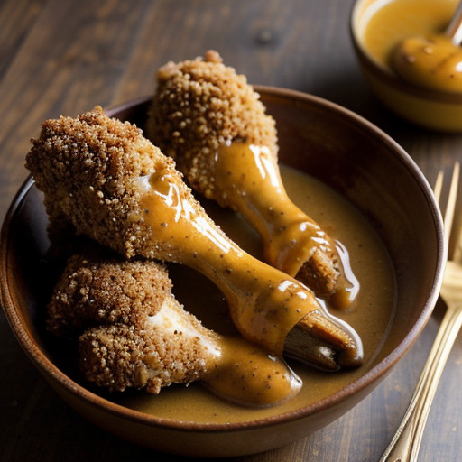 Pecan-Crusted Chicken Drumsticks With Honey-Mustard Sauce recipe image