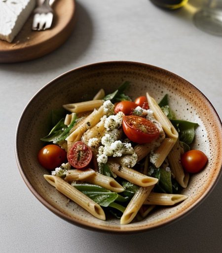 Penne Salad With Tomatoes~ Goat Cheese & Ba recipe image