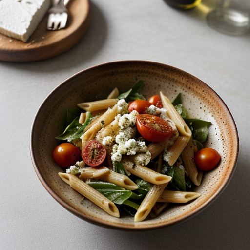 Penne Salad With Tomatoes~ Goat Cheese & Ba recipe image