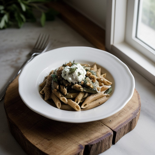 Penne W/ Eggplant & Ricotta Salata recipe image