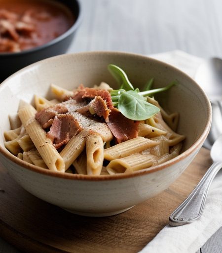 Penne With Arugula in Tomato-Cream Sauce recipe image