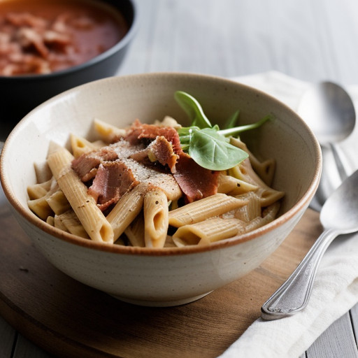 Penne With Arugula in Tomato-Cream Sauce recipe image