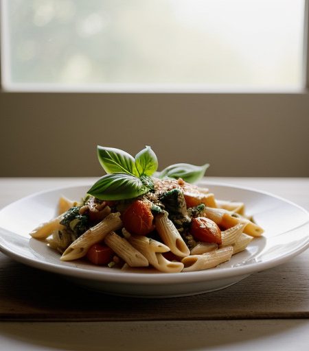 Penne With Cauliflower Tomatoes & Basil recipe image