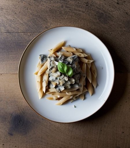 Penne With Mushrooms and Gorgonzola Cheese - Bon Appetit recipe image