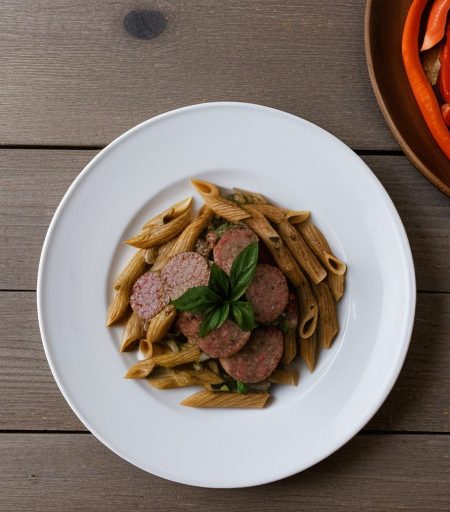 Penne With Peppers and Sausage recipe image