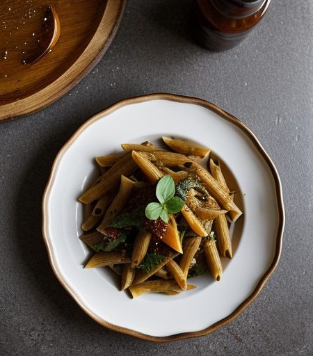 Penne With Provencal Eggplant and Sweet Peppers recipe image