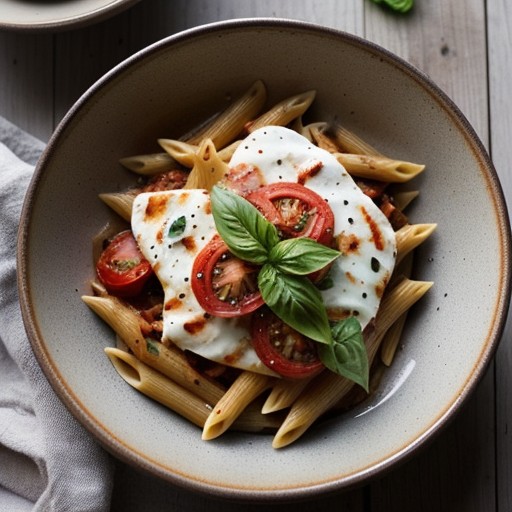 Penne With Summer Tomato Sauce With Fresh Mozzarella And recipe image