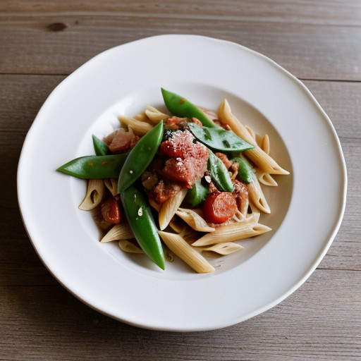 Penne With Tomatoes & Snow Peas recipe image