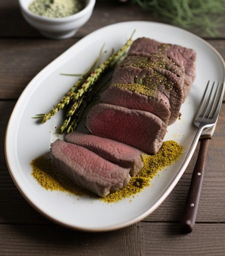 Peppered Beef Tenderloin With Horseradish Sau recipe image