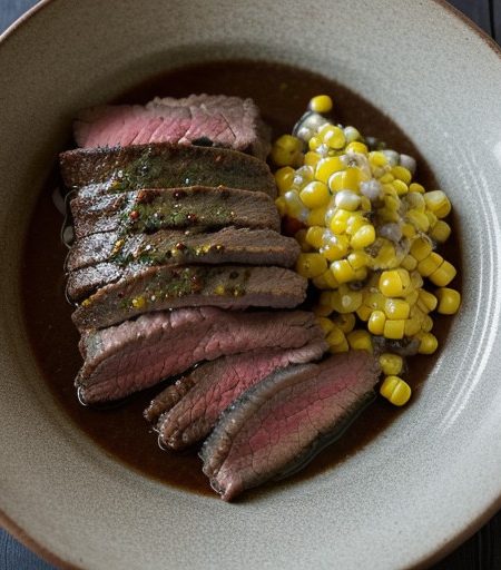 Peppered Flank Steak With Corn Salsa recipe image
