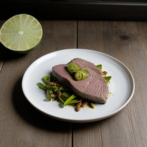 Peppered-London Broil With Lime-Marinated Oni recipe image