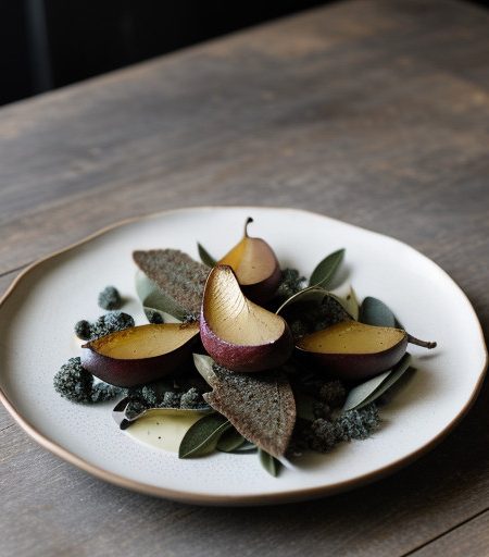 Peppered Pears, Blue Cheese, and Fried Sage recipe image