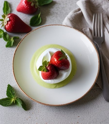 Peppered Strawberries With Mint Sorbet recipe image