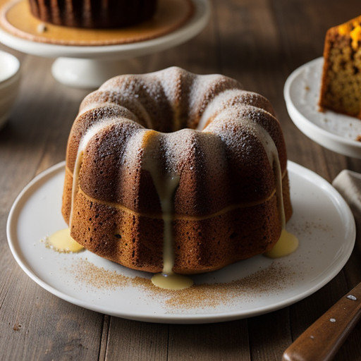 Persimmon Bundt Cake With White Chocolate Hard Sauce - Bo recipe image